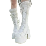 Ladies Faux Fur Round Toe Platform Boots for Winter