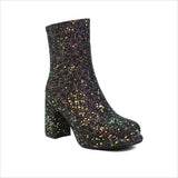 Ladies Glitter thick High Heel Ankle Party Boots in Plus Sizes