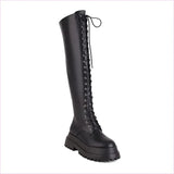 Ladies Knee High Punk Lace-up Round Toe Steampunk Style Boots