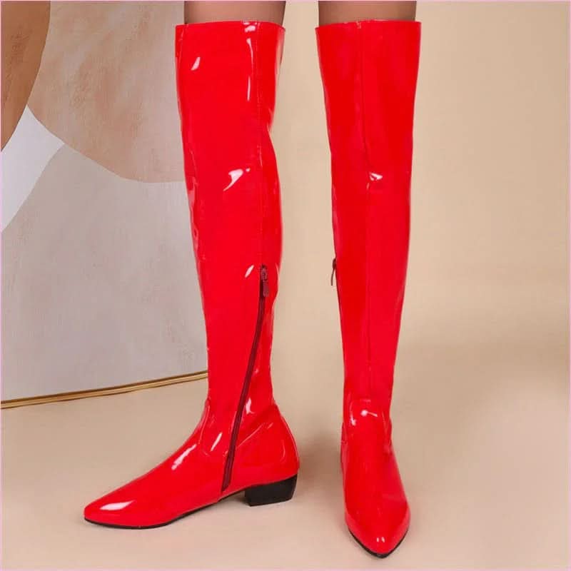 Ladies Low Heel Candy Colours Over-the-knee Boots for Comfort and Style