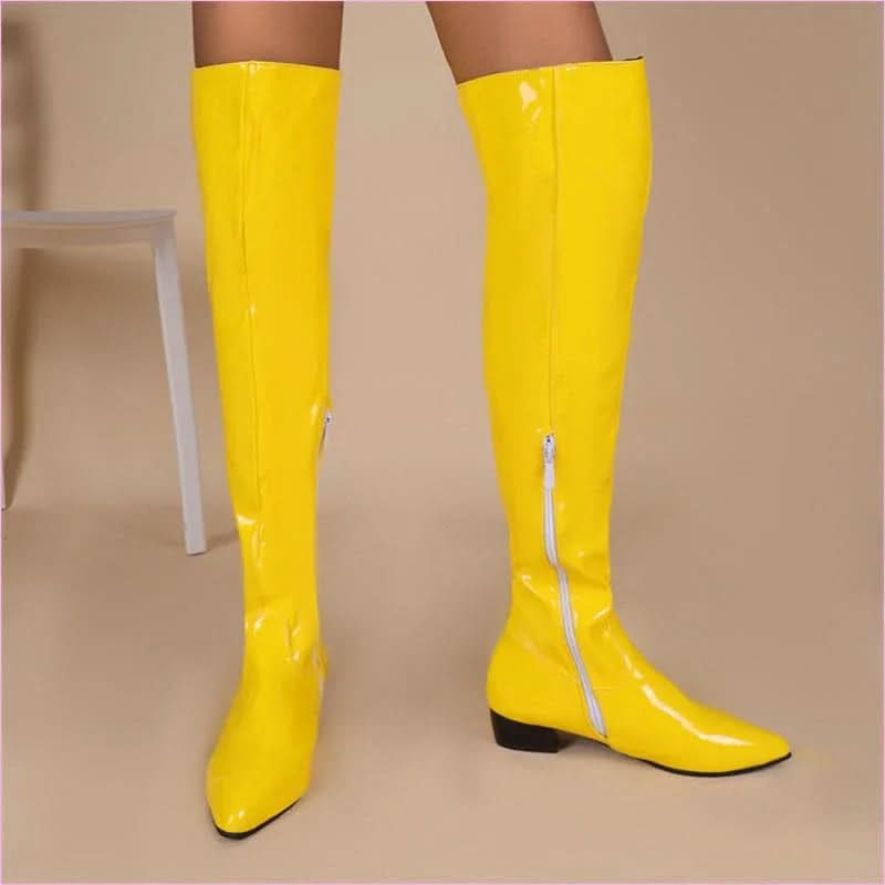 Ladies Low Heel Candy Colours Over-the-knee Boots for Comfort and Style