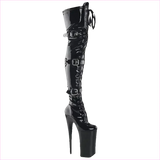 Ladies Multi Buckle Patent Boots with High 20cm Platform Heel