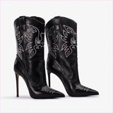 Ladies Western Cowboy Style High Heel Pointed Toe Boots