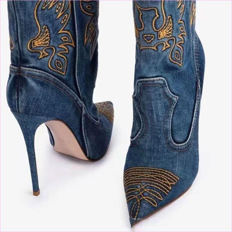 Ladies Western Cowboy Style High Heel Pointed Toe Boots