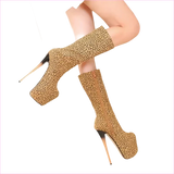 Leopard Print High Heel Knee High Stiletto Platform Boots