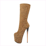 Leopard Print High Heel Knee High Stiletto Platform Boots