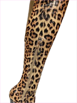 Leopard Print Patent Thigh Length Unisex Boots for Bold Styles