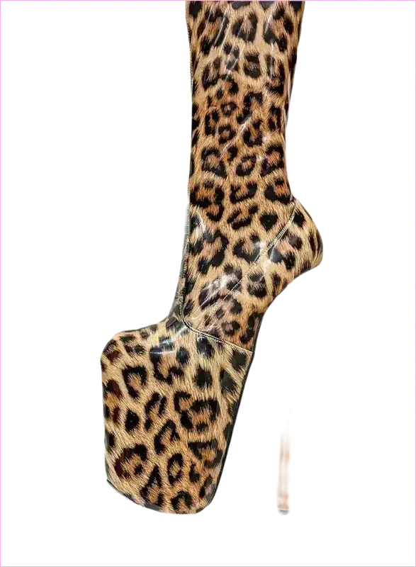 Leopard Print Patent Thigh Length Unisex Boots for Bold Styles