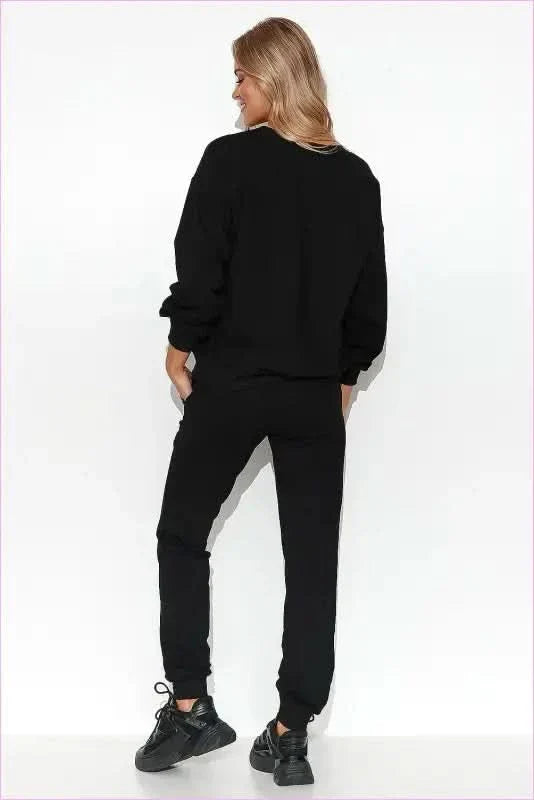 Lightweight Womens Sweatshirt with Ribbed Cuffs Fashion Set