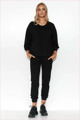 Lightweight Womens Sweatshirt with Ribbed Cuffs Fashion Set
