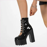 Love Heart Waterproof Platform Boots with Chunky Heel for Bold Style