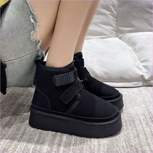 Luxurafur Faux Suede Snow Boots for Women