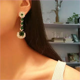 Luxurious Green Square Earrings with Emerald and Diamond Elegance