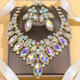 Luxury Black Rhinestone Drag Queen Necklace and Earrings Set