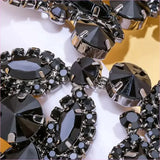 Luxury Black Rhinestone Drag Queen Necklace and Earrings Set