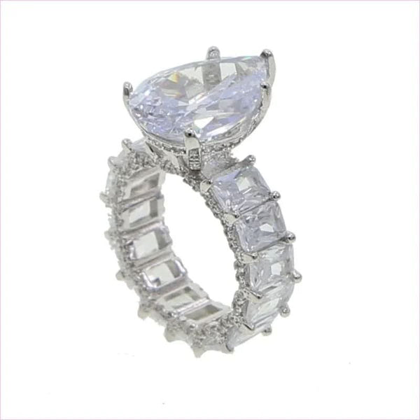 Luxury Iced Bling Water Drop Pinky Baguette Ring for Sophisticated Style