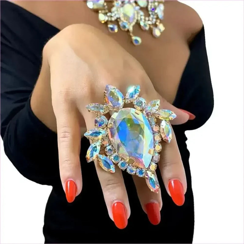Luxury Rhinestone Oversized Adjustable Drag Queen Ring or Brooch