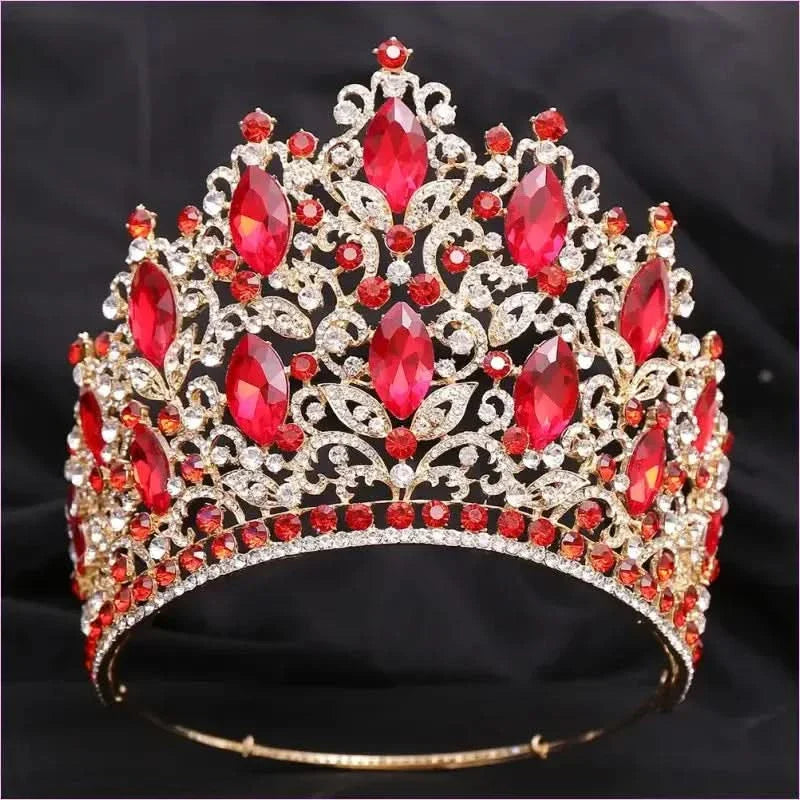 Luxury Royal Crown Tiara with Crystals and Filigree Designs