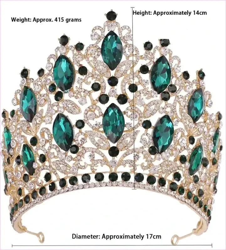 Luxury Royal Crown Tiara with Crystals and Filigree Designs