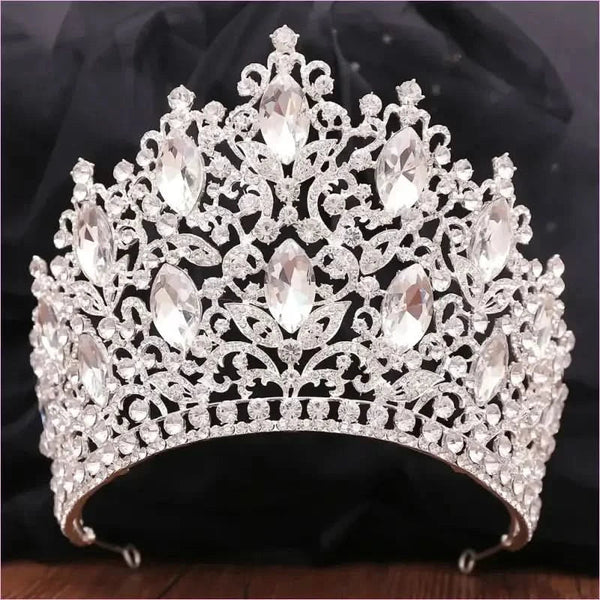 Luxury Royal Crown Tiara with Crystals and Filigree Designs