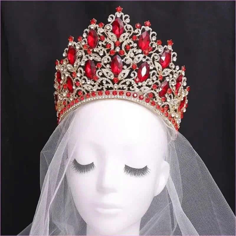 Luxury Royal Crown Tiara with Crystals and Filigree Designs