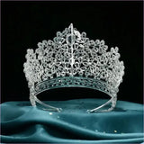 Luxury Zirconia Large Bridal Crown Crystal Tiara Headdress for Brides