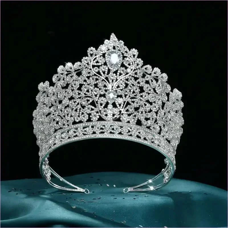 Luxury Zirconia Large Bridal Crown Crystal Tiara Headdress for Brides