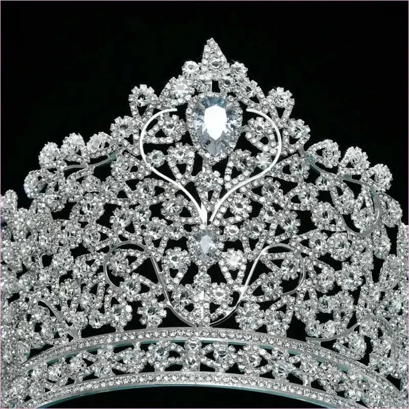 Luxury Zirconia Large Bridal Crown Crystal Tiara Headdress for Brides
