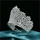 Luxury Zirconia Large Bridal Crown Crystal Tiara Headdress for Brides