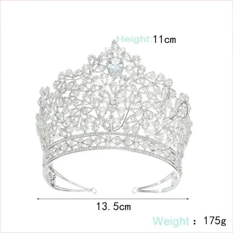 Luxury Zirconia Large Bridal Crown Crystal Tiara Headdress for Brides