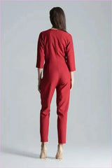 Maroon Envelope Neck Jumpsuit Unique Style