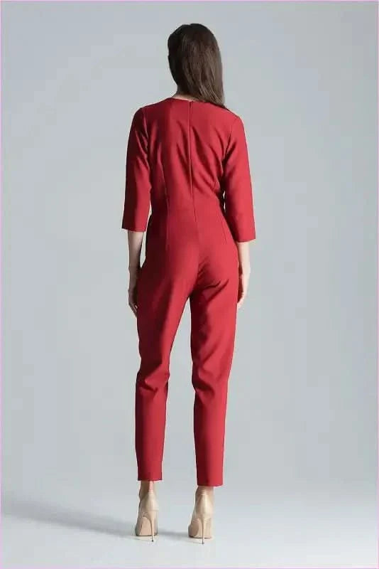 Maroon Envelope Neck Jumpsuit Unique Style