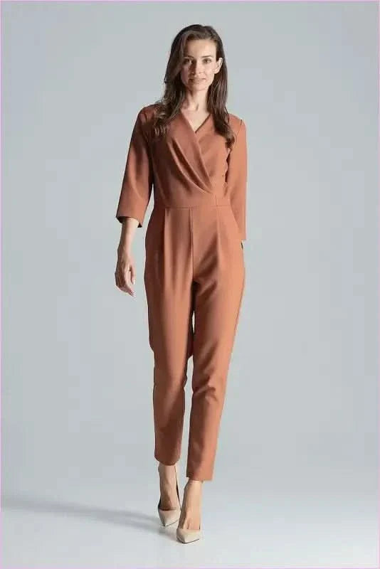 Maroon Envelope Neck Jumpsuit Unique Style