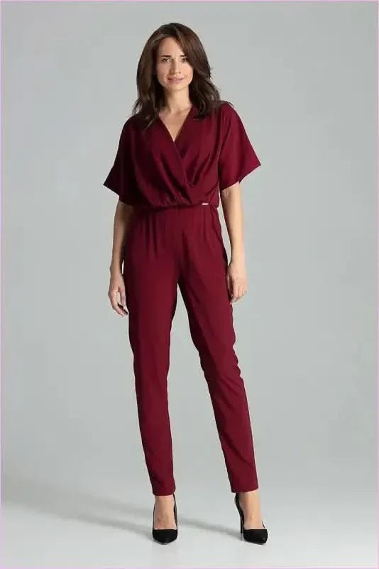 Maroon Kimono Sleeve Jumpsuit Unique Fashion Style