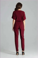 Maroon Kimono Sleeve Jumpsuit Unique Fashion Style