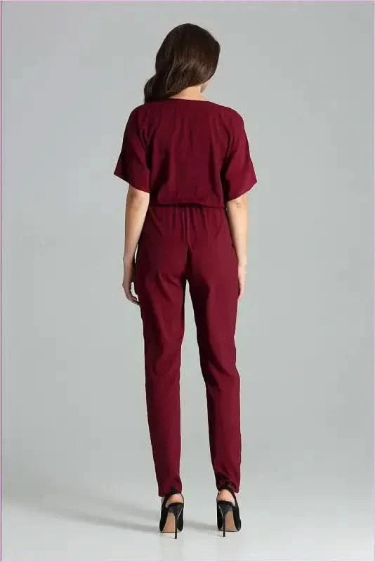 Maroon Kimono Sleeve Jumpsuit Unique Fashion Style