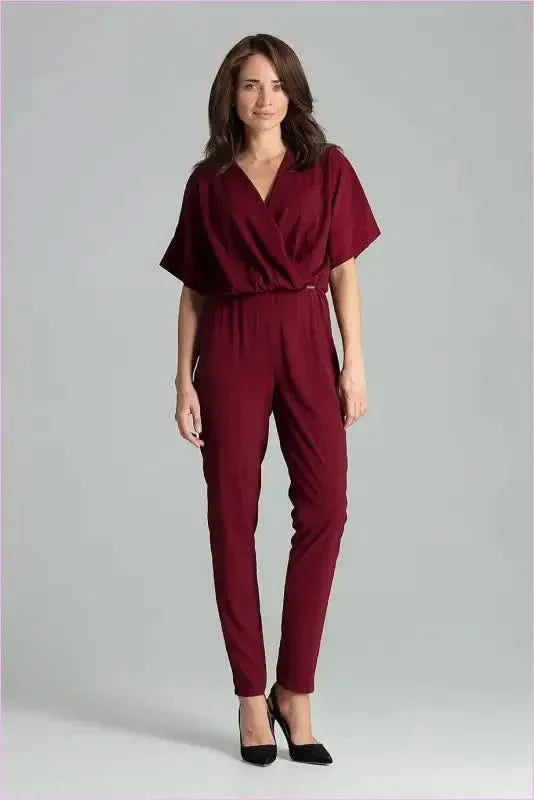 Maroon Kimono Sleeve Jumpsuit Unique Fashion Style