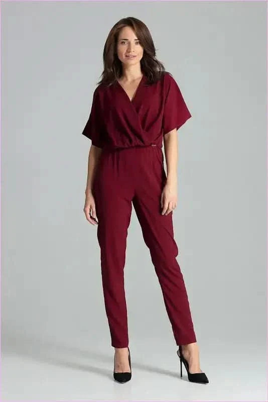 Maroon Kimono Sleeve Jumpsuit Unique Fashion Style