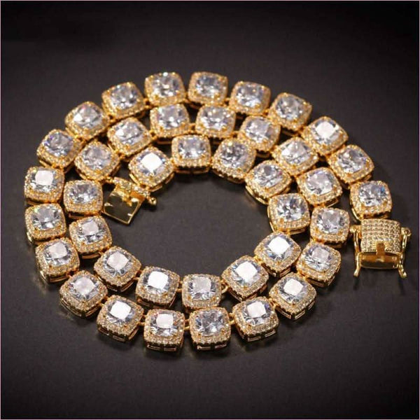 Necklace with Square Cubic Zirconia for Maximum Shine Hip-hop Luxury