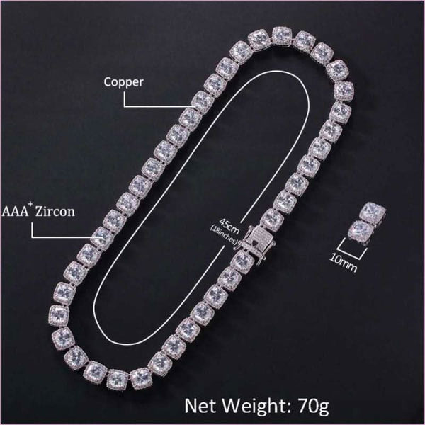 Necklace with Square Cubic Zirconia for Maximum Shine Hip-hop Luxury
