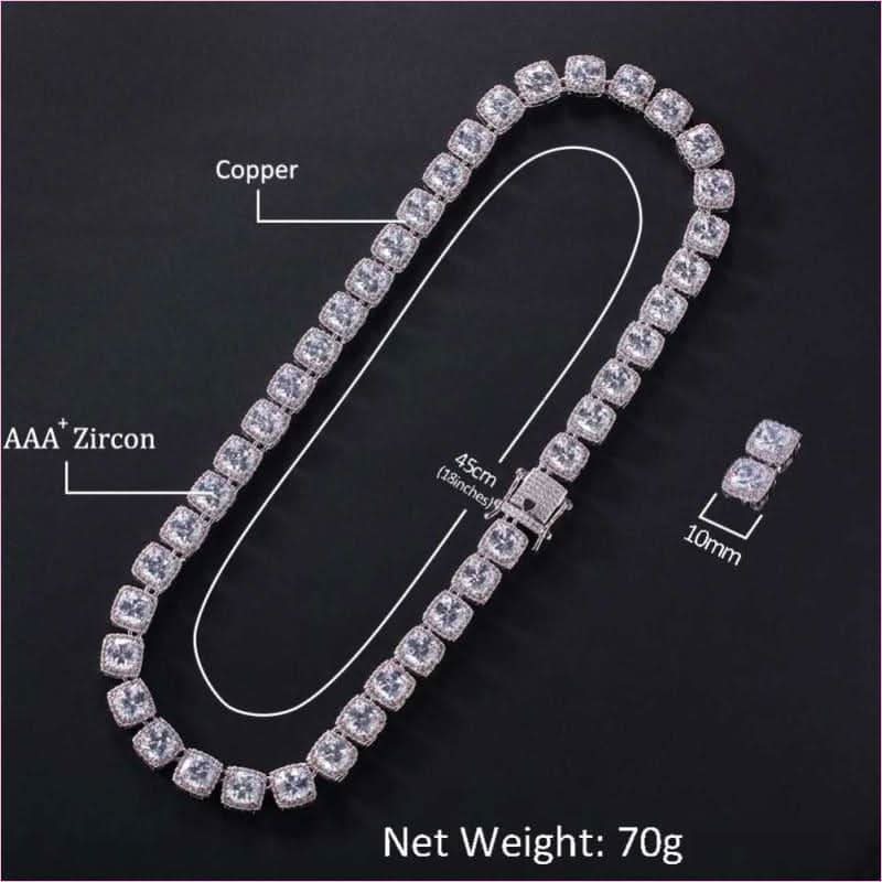 Necklace with Square Cubic Zirconia for Maximum Shine Hip-hop Luxury