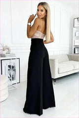 Numoco Black Wide Leg Pants High Waist Fashion