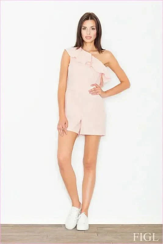 One Shoulder Frill Overalls Unique Summer Fashion