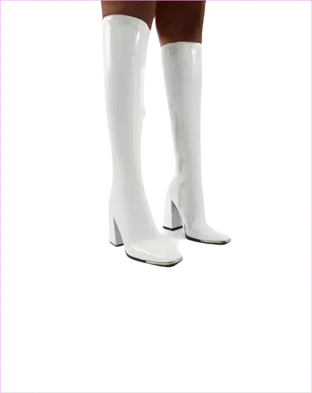 Pastel Square Toe Chunky Heel Candy Boots for Fun Style