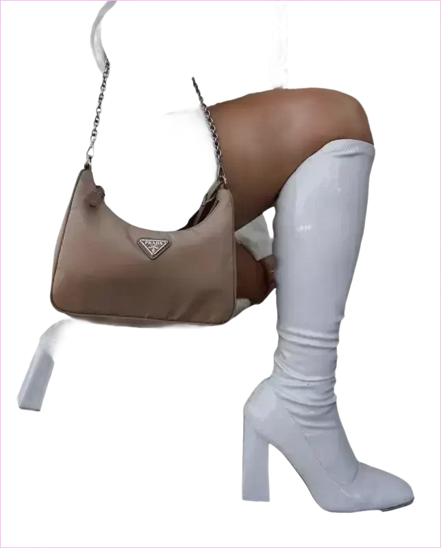 Pastel Square Toe Chunky Heel Candy Boots for Fun Style