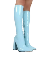 Pastel Square Toe Chunky Heel Candy Boots for Fun Style