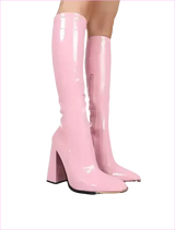 Pastel Square Toe Chunky Heel Candy Boots for Fun Style