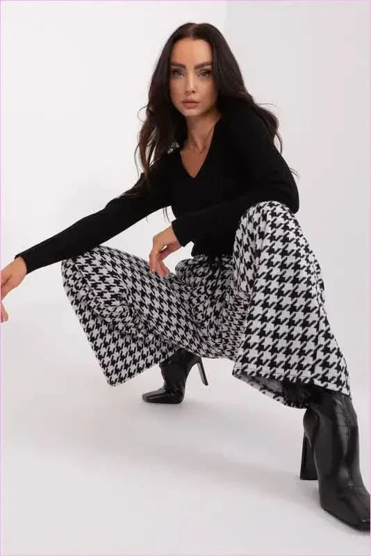 Pepite Pattern Wide Leg Pants Fashion Style