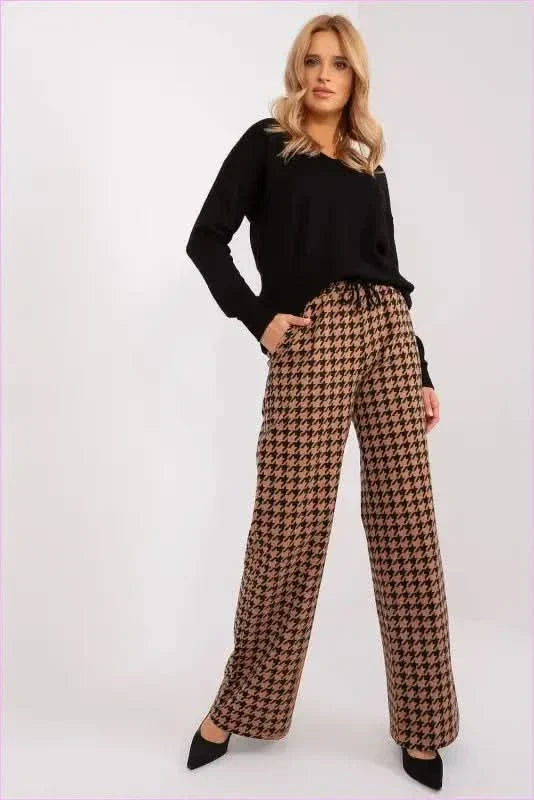Pepite Pattern Wide Leg Pants Fashion Style