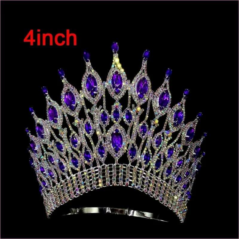 Pink Gemstone Rhinestone Wedding Crown Tiara Hair Jewellery